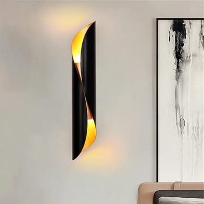 Wandlamp 2 lichten - Industriële spiegelverlichting - Sfeervol interieur - Spiraaldesign aluminium - 40 cm - Zwart goud