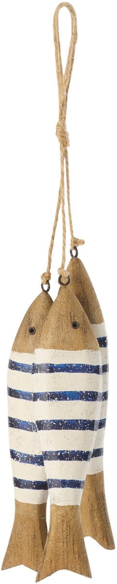 J-Line hanger 3 Vissen - hout - blauw/wit - small