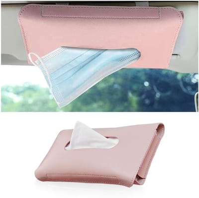 Dailygoods- Zakdoekbox - Lederen Zakdoekdispenser - Autozonneklep Houder - PU-leer - Universele Bevestiging - 23,5 cm x 13 cm - Zakdoekhouder