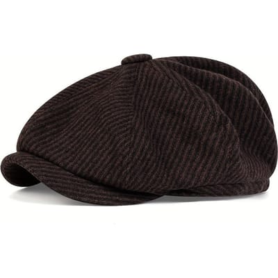 Retro Newsboy Petten Heren Britse Schildersmutsen Lente Herfst Baret Streep Stijl Platte Pet Hip Hop Baretten black