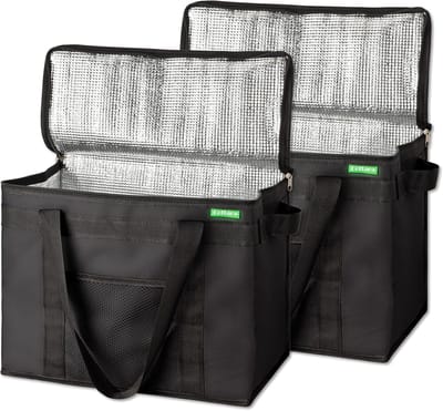 SnelShoppen - Cottara® Koeltas Groot Set van 2 Stuks, Opvouwbaar van Gerecycled Materiaal, 30 L met Versterkte Bodem, Ideaal als Boodschappentas, Isol