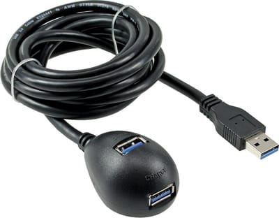 USB naar 2x USB docking kabel - USB3.0 - tot 0,9A / zwart - 1 meter