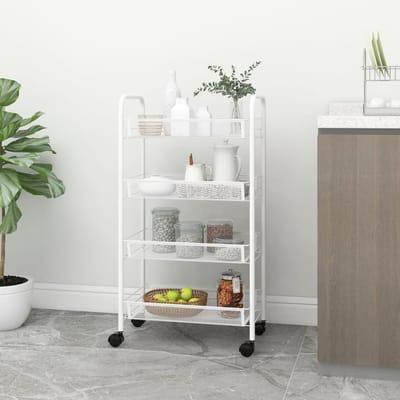 vidaXL - Keukentrolley - 4-laags - 46x26x85 - cm - ijzer - wit