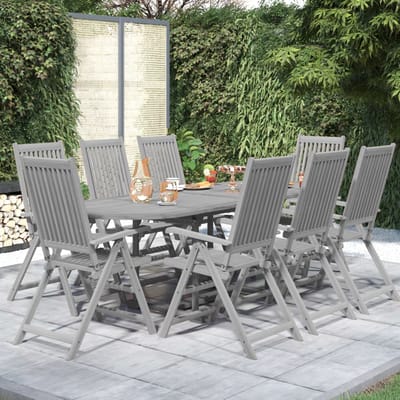 vidaXL - 9-delige - Tuinset - massief - acaciahout
