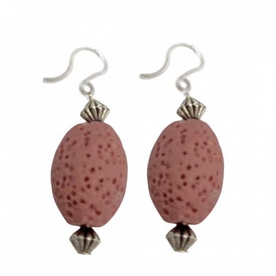 Allergievrije Lange oorbellen- Zerrin- Lavasteen- Roze-Charme Bijoux