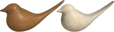 Home Society - Set/2 - Vogels - Keramiek - Chipper - Beige en Jute Kleur - 9.5x8.6x22.5cm