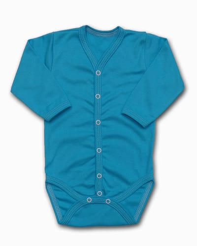 Dartomik - Baby Body Met Lange Mouwen - 92 - Turkis - Katoen