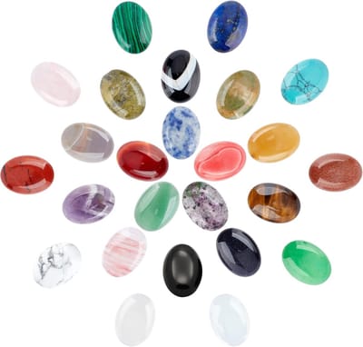 Dailygoody - Natuurlijke en synthetische Edelsteen Cabochons - 25 Stuks - Ovaal en Uniek - Gemengde Kleuren - Perfect voor Creatieve Projecten -