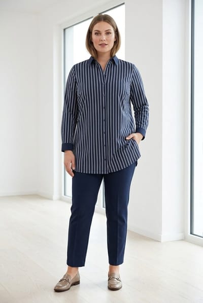 COLLETTA Nana Tops - Dark Blue/White - maat X-0(44)