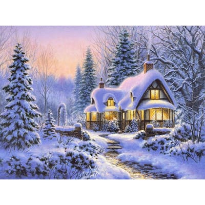 Peinture diamant 5D à faire soi-même, paysage d'hiver, point de croix, broderie complète en diamant rond 20X30CM gray