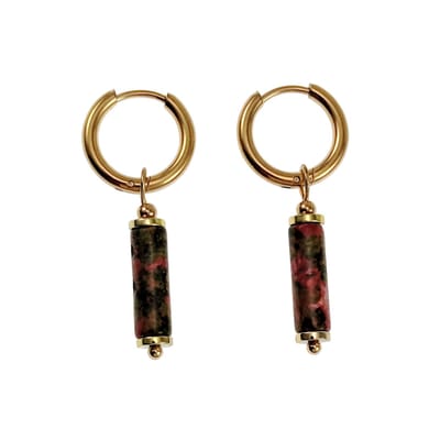 ∅14mm Oorringen Dames - Unakiet Stenen Oorbellen - Oorhangers - Verguld RVS - Oorbellen met Buis Hangers