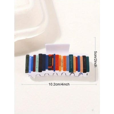 1 Pince à Cheveux Tendance en Forme de Livre pour Femme - Cadeau Parfait de Remerciement pour Enseignant, Adaptée aux Cheveux Épais, Pince à Cheveux Mignonne en PVC, Pinces à Cheveux C multicolore