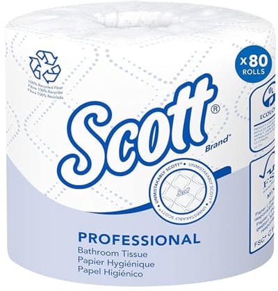 Gerecycled 2-PLY toiletpapier voor bedrijven - 80 rollen per koffer, 506 vellen per rol