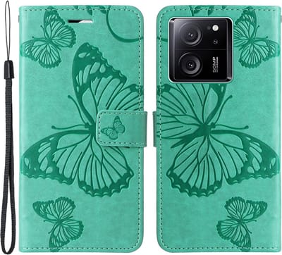 Coverup Hoesje - Geschikt voor Xiaomi 13T / 13T Pro Hoesje - Coverup Vlinder Book Case - Groen