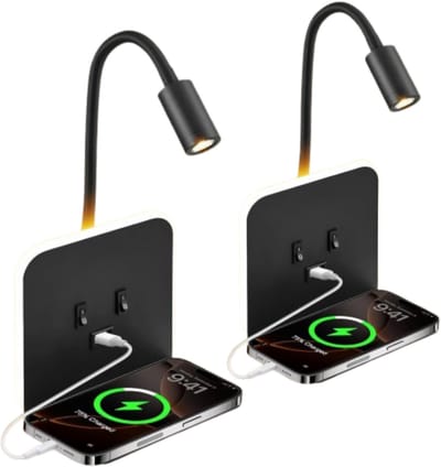 Bedlampjes Hoofdbord - Leeslampjes - Bedlamp Slaapkamer Volwassenen - 2 Stuks - Zwart