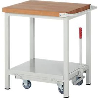 Werkbank serie 8000, verrijdbaar, neerlaatbaar, Legbord, B 750 x D 700 x H 880 mm