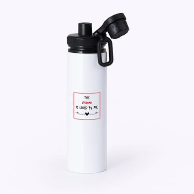 Hacebo® - this stepdad is loved by me waterfles met draaidop zwart - Papa - iemand die houdt van zijn stiefvader - vader cadeautjes - vaderdag - verjaardag - geschenk - kado - water fles - 850ML