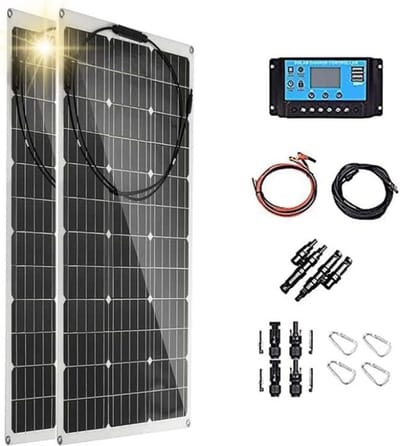 600W Set Draagbare Flexibele Zonnepanelen (2x300W) Inclusief Laadregelaar voor Camping, Boot en Caravan