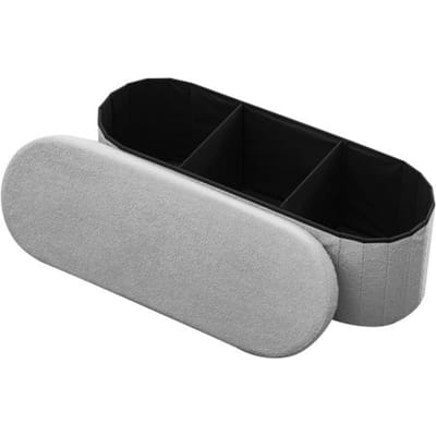VEVOR Opvouwbare voetenbank met opbergruimte (ovaal), opvouwbare gestoffeerde zitkruk, draagvermogen tot 299,37 kg, 11 x 38 x 38 cm, voetenbank voor woonkamer, slaapkamer, entree, grijs