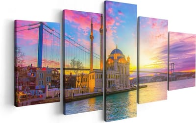 Artaza Canvas Schilderij Vijfluik Kleurrijke Ortakoy Moskee In Instanbul - 100x50 - Foto Op Canvas - Canvas Print