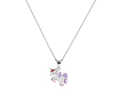 YO&NO -  Ketting - Zilver - Anker - Eenhoorn - 1,1 mm -  36 + 4 cm - Kinderen - Gerhodineerd - Zilver 925