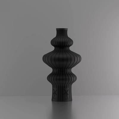 3d-gezellig Fontein met molen - Vaas - Zwart - Maat 25 cm - Kunststof - Modern - Bloemenvaas -100% gerecycled PLA (bioplastic)