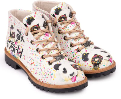 Goby Panda Boots – Dames Veterboots – Vegan Leer – Handgemaakt – Maat 35