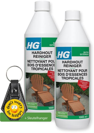 HG hardhout reiniger 1L - 2 stuks - inclusief sleutelhanger
