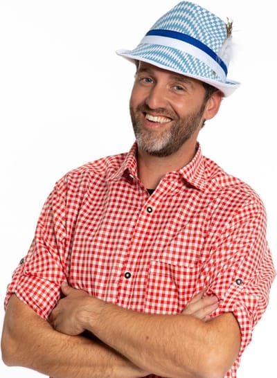 Partychimp Hoed Oktoberfest Bayern Heren voor bij Carnavalskleding Heren Carnavalskleding Dames Carnaval Accessoires Verkleedkleren voor Volwassenen - Vilt - Blauw/Wit - One-size