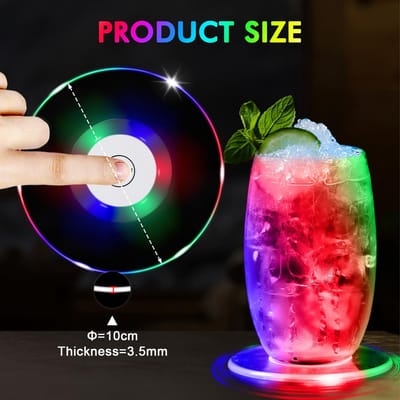 Dailygoods - Lichtgevende Onderzetters - Kleurrijke Led-onderzetters - Duurzaam acryl - Bierdeksel - Oplichtend voor Drankjes - Geschikt voor Bar en G...
