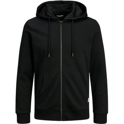 JACK & JONES Basic sweat zip hood slim fit - heren sweatvest katoenmengsel met capuchon - zwart