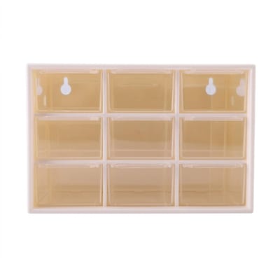 Mini Tiroirs Portables en Plastique à 9 Compartiments Boîte de Rangement pour Bijoux Cosmétiques Blanc blanc