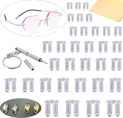 Rimless brillenaccessoires en reparatietools, inclusief schroevendraaier, neuspads en reinigingsdoekjes, 130-delige set voor brillenreparatie