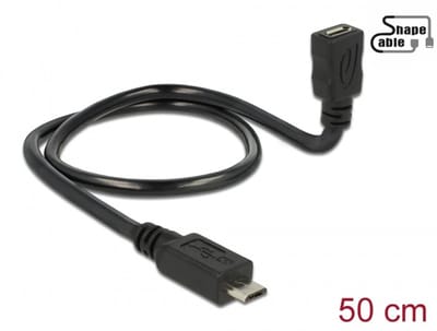 Delock Cable USB 2.0 Micro-B male > USB 2.0 Micro-B female OTG ShapeCable 0.50 m