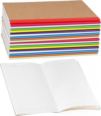 Notebook A5, 20 Stuks, Gerecycled Papier, 30 Vel/60 Pagina's, Bruin Kraft, Perfect voor School en Kantoor, 80 g/m², Compact en Handig, 14 x 21 cm