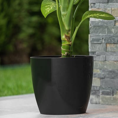 Duurzame Smartpot Ruby - bloempot 66L - zwart met steentje - watermeter incl. - drainage