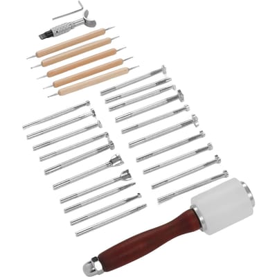 28 Delig Leer Ambacht Gereedschap Set Handmatig Doe-het-zelf Leer Ambacht Gereedschap Modelleer Pen Hamer voor Naaien white