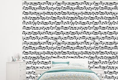 Behang - Fotobehang Muziek - Patronen - Muzieknoten - Breedte 300 cm x hoogte 240 cm