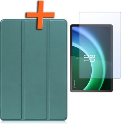 Hoesje - Geschikt voor Lenovo Tab P11 (2e / 2nd Generatie) - Met Screenprotector - Trifold Bookcase - Hard Cover - Hardcover Book Case - Tablet Hoes - Donkergroen