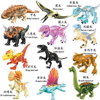 Monde de Dinosaures Jurassiques Raptor Brutal T-Rex Triceratops Indominus Rex Modèle Blocs de Construction Dino Vélociraptor Figurine Briques Jouets