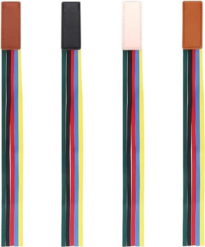 Allecto Plus - 4 Stuks Kleurrijke Lint Bladwijzers van PU Leder voor Boeken en Notitieboeken - Organiseer en Markeer Pagina's met deze Bladwijzers