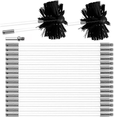 CRLYN® Schoorsteenveegset - Schoorsteenveger - Schoorsteenborstel 150mm - Zwart