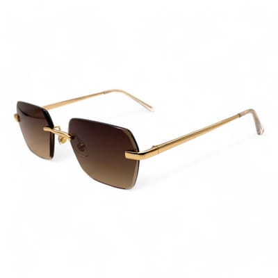 Loud and Clear® Zonnebril - Randloze Zonnebril - Festival Bril - Heren - Dames - Goud - Bruin