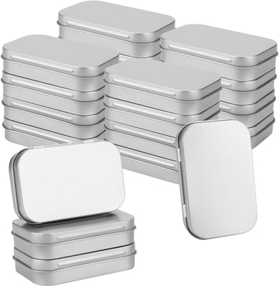 20 Stuks Rechthoekige Lege Metaal Hinged Blikjes, 9.5 x 6 x 2cm, Ideaal voor Opslag, Organisatie en Creatieve Projecten