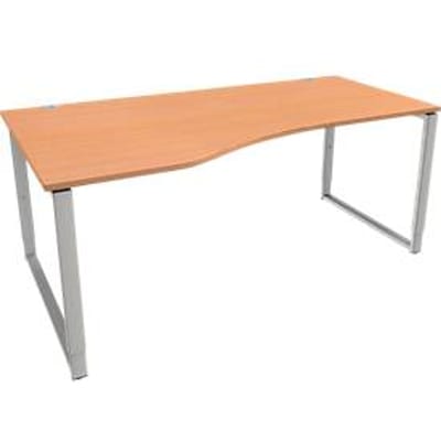 Schäfer Shop  Genius Free-form bureau MODENA FLEX, ijzer-op-onderstel, handmatig in hoogte verstelbaar, linkse uitbouw, B 1800 mm, beukenhouten afwerking