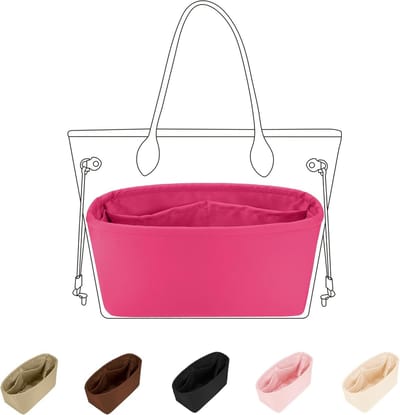 Silk Handtas Organizer met Binnenvak voor Dames, Lichtgewicht Inzetstuk voor Neverfull BB/PM/MM/GM (Roze)