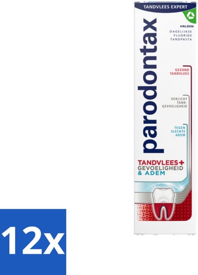 12 x Parodontax - Tandpasta - Tandvlees+Gevoeligheid & Adem - Dagelijkse Bescherming - 75 ml - Tandpasta - Tandvlees - Gevoelige Tanden - Slechte Adem - Mondgezondheid