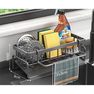Koolstofstaal Keukenplank Doekopslag Afdruiprek Opbergrek Huis Kruiden Spoelbak Afdruiprek Keukenaccessoires gray