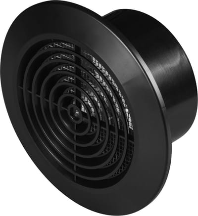 Awenta ventilatierooster 100 mm - met insectengaas - Kunststof zwart