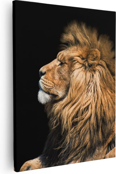 Artaza Canvas Schilderij Leeuwenkop - 40x50 cm - Muurdecoratie Dieren - Wanddecoratie Woonkamer - Kamer Accessoires